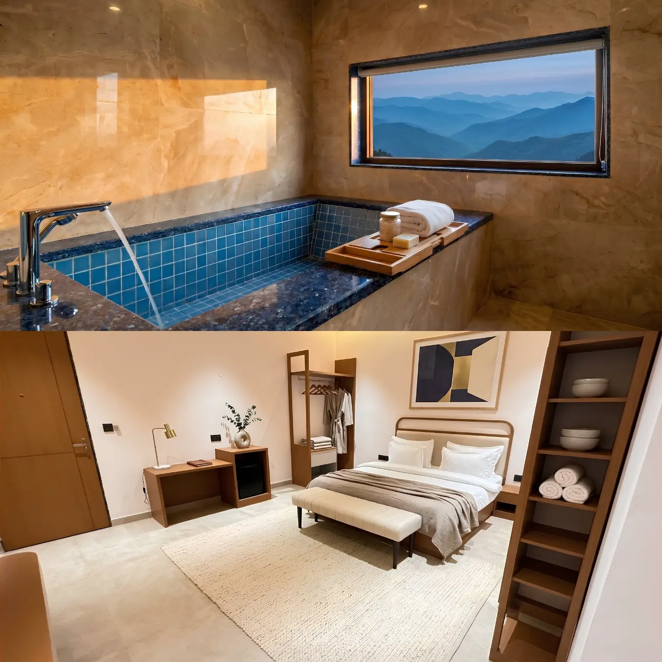 Suite with a deep-soaking tub and mountain views